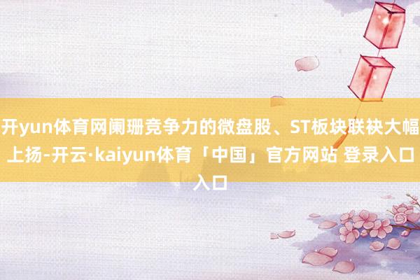 开yun体育网阑珊竞争力的微盘股、ST板块联袂大幅上扬-开云·kaiyun体育「中国」官方网站 登录入口